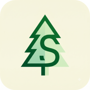 Stegins Evergreen Residences logo, a green pine tree with a stylized dollar sign